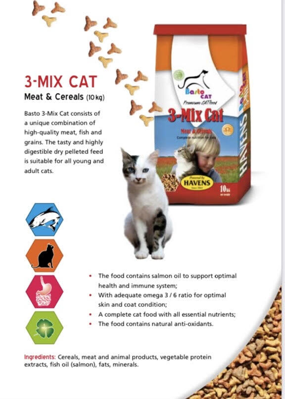 3 Mix Cat - pilnvērtīga sausā barība kaķiem 10kg 