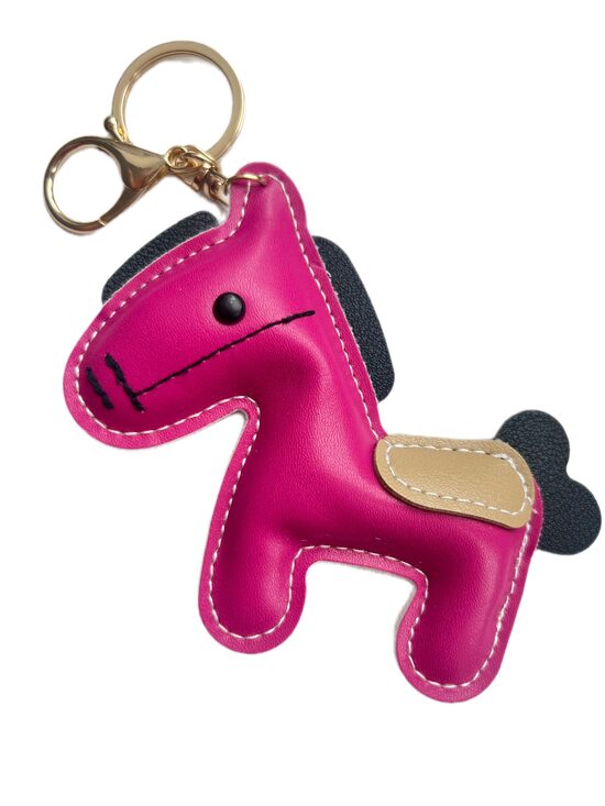 Ādas zirga piekariņš koši rozā