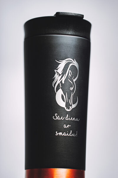 Thermal Travel Mug - "Start the day with a smile" (Black)